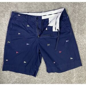 Vintage Polo Ralph Lauren Mens NAUTICAL Flag Shorts Size 36 Navy Blue Khaki